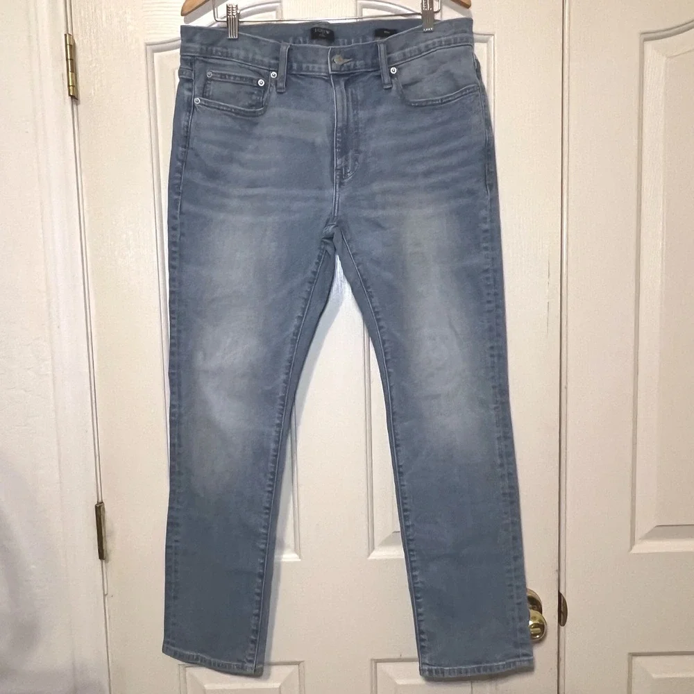 J.Crew Flex Slim Fit Jeans Mens 36x30 Light Wash Blue Denim Stretch Casual